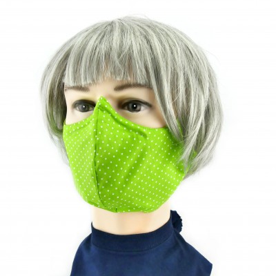 Gesichtsmaske - Gepunktet grasgrün weiss